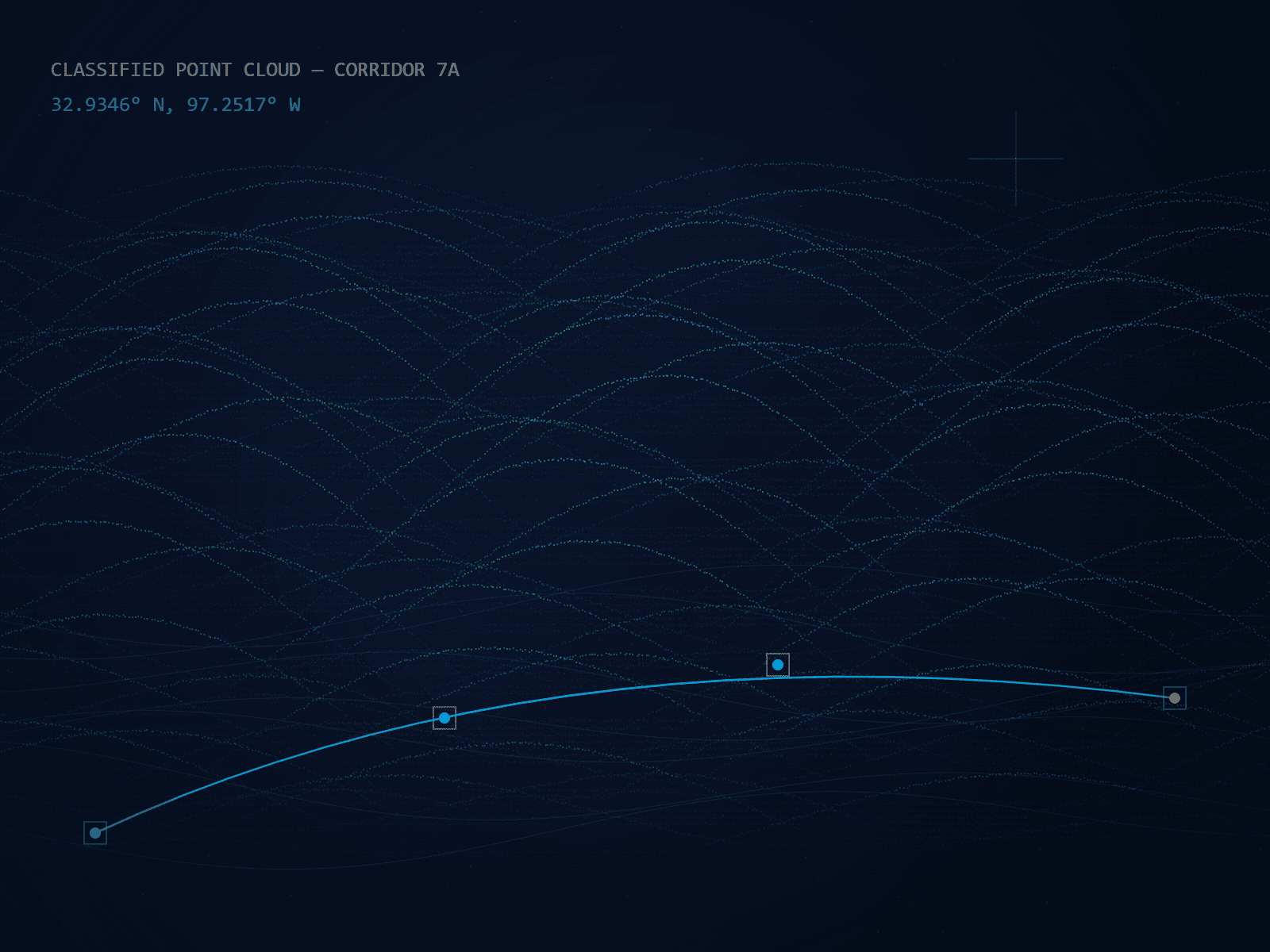LiDAR point-cloud corridor render